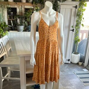 Band of Gypsies Floral Yellow orange and blue Cottagecore halter Sundress Med